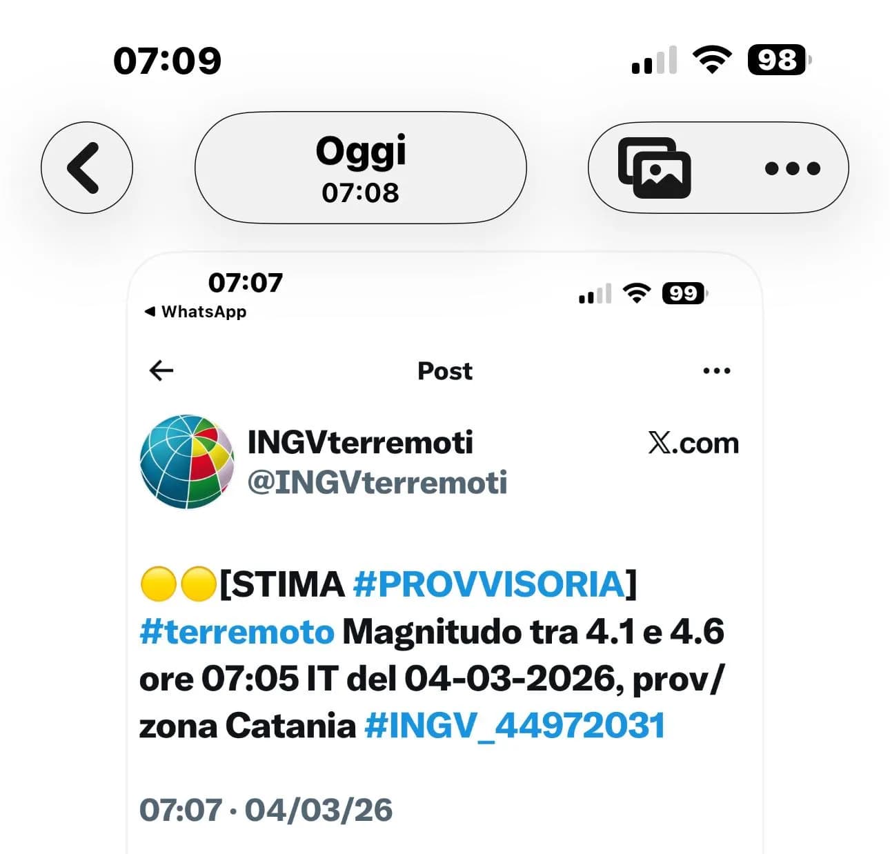 Terremoto di magnitudo 4.1 e 4.6 a Catania