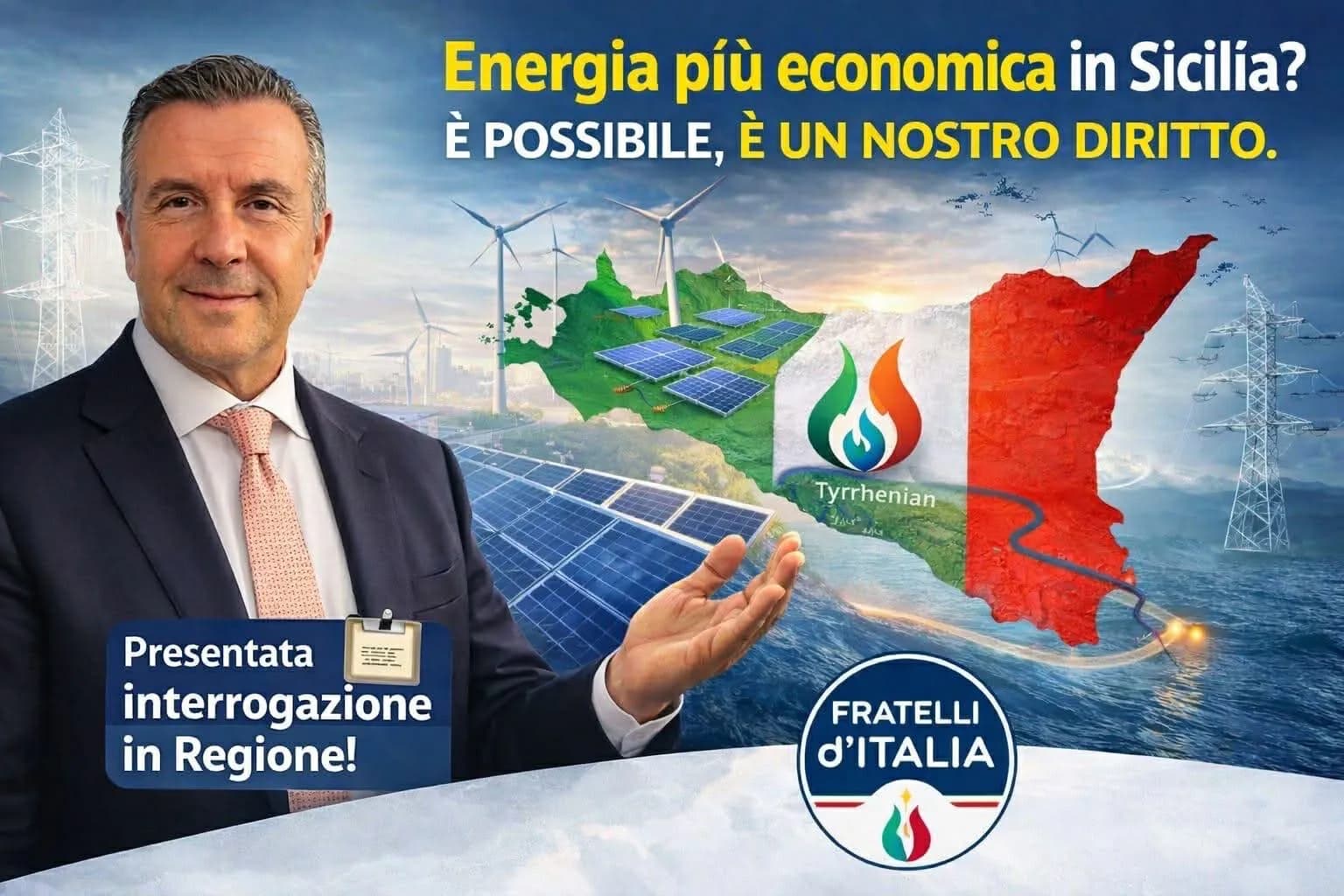 Porto (FdI): «Sia tutelato il diritto della Sicilia di avere costi energetici più bassi»